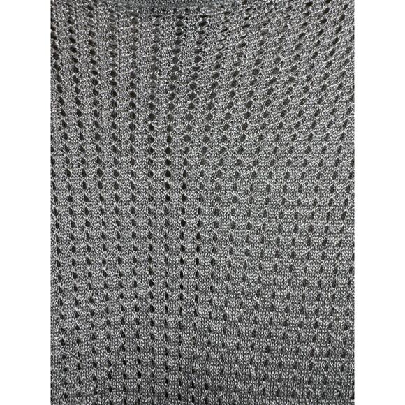 Jones New York Pullover Sweater Gray Silver Loose Mesh Weave Long Sleeve Medium - Picture 4 of 5